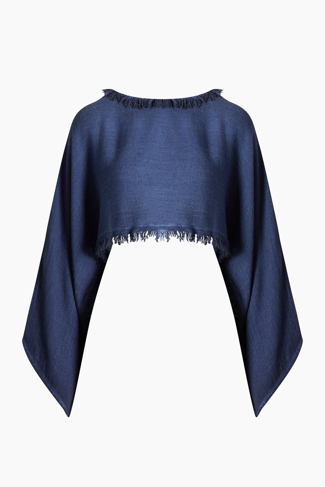 Linen Navy Crop Blouse