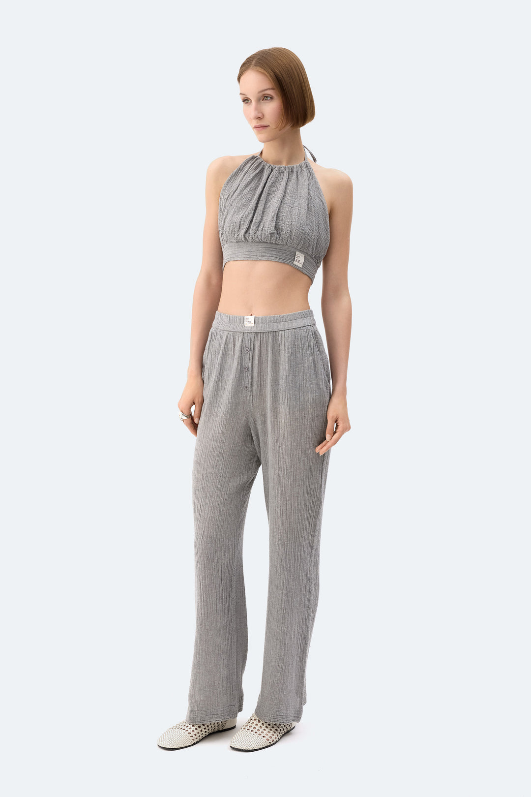 Gray Crinkle Pants