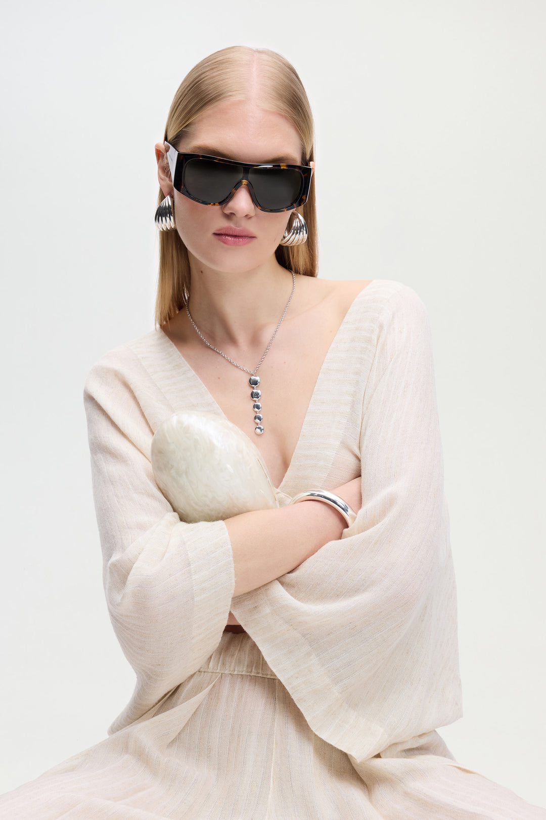 Natural V-Neck Blouse