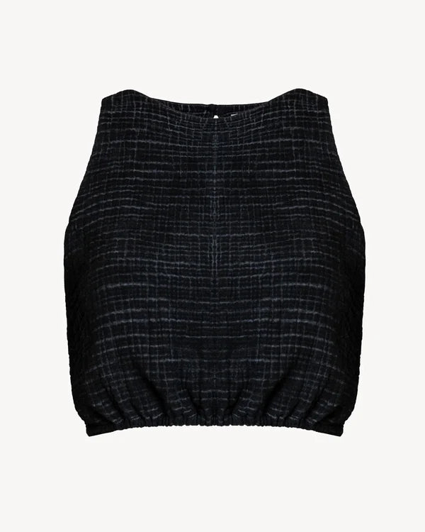Crinkle Black Tank Top