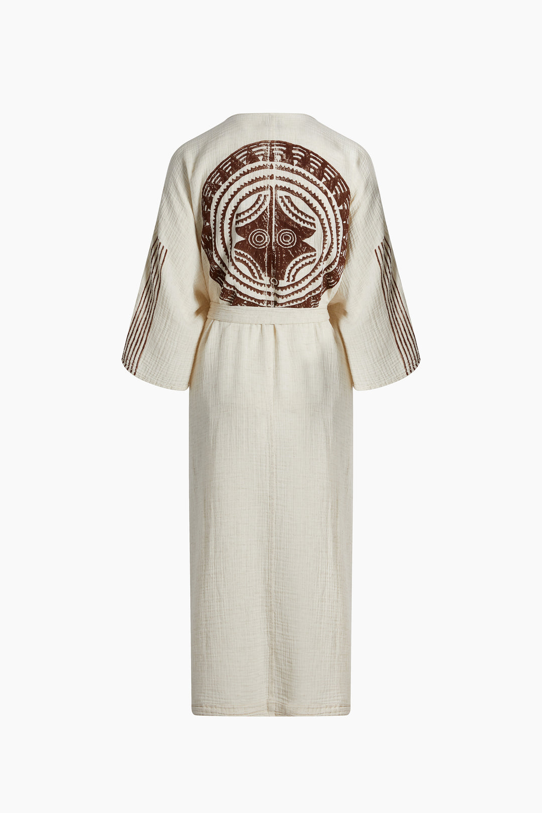 Crinkle Brown Printed Kimono