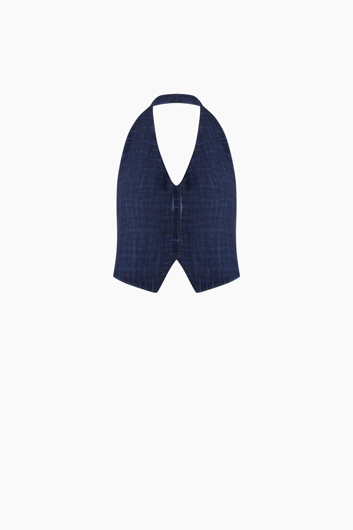 Linen Navy Waistcoat