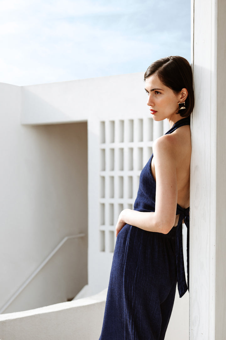 Linen Navy Waistcoat