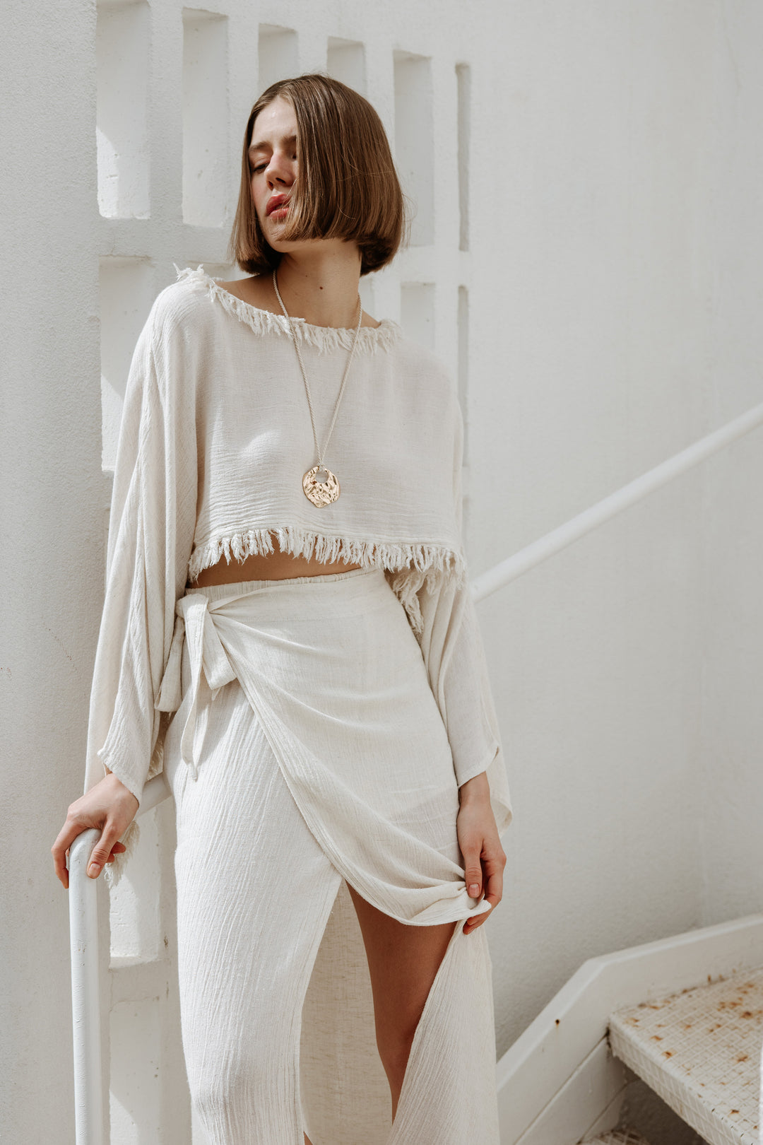 Crinkle Linen Skirt Set