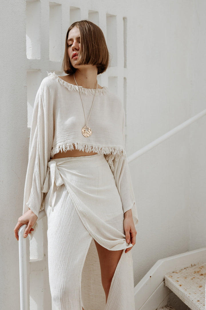 Crinkle Linen Skirt Set