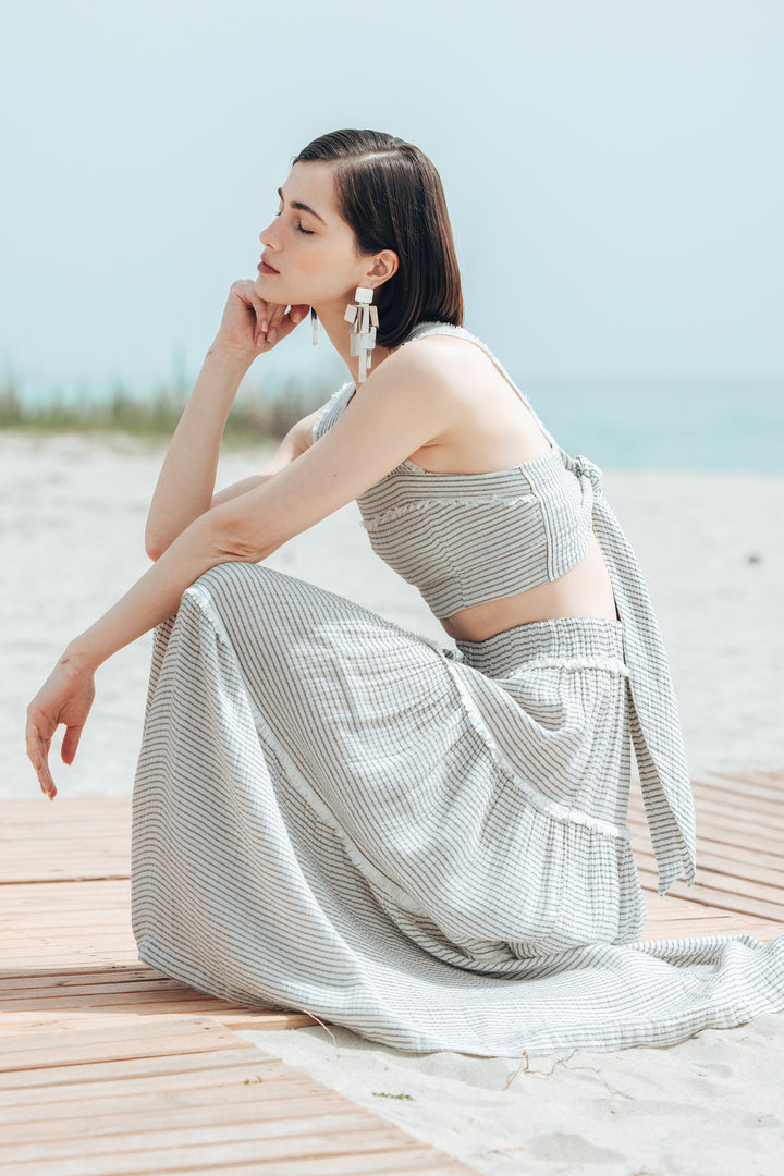 Striped Lyocell Skirt Set