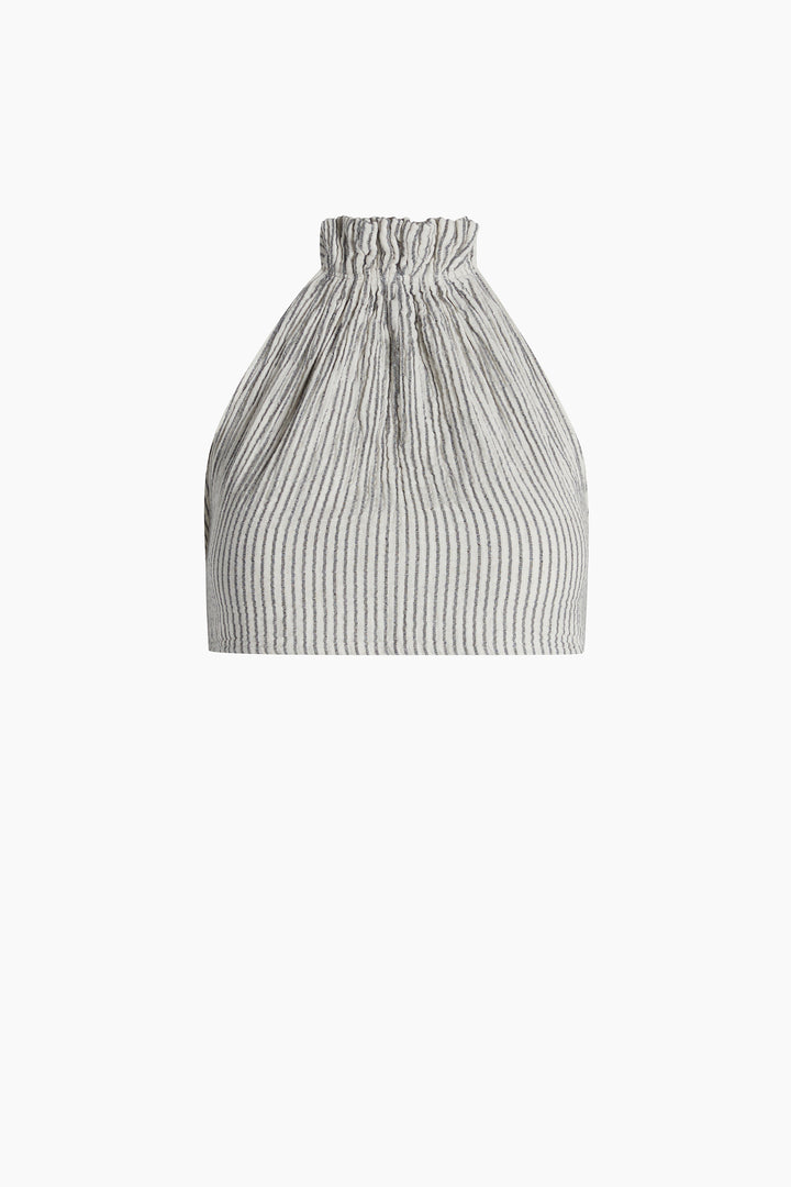 Striped Linen Halter Neck Blouse