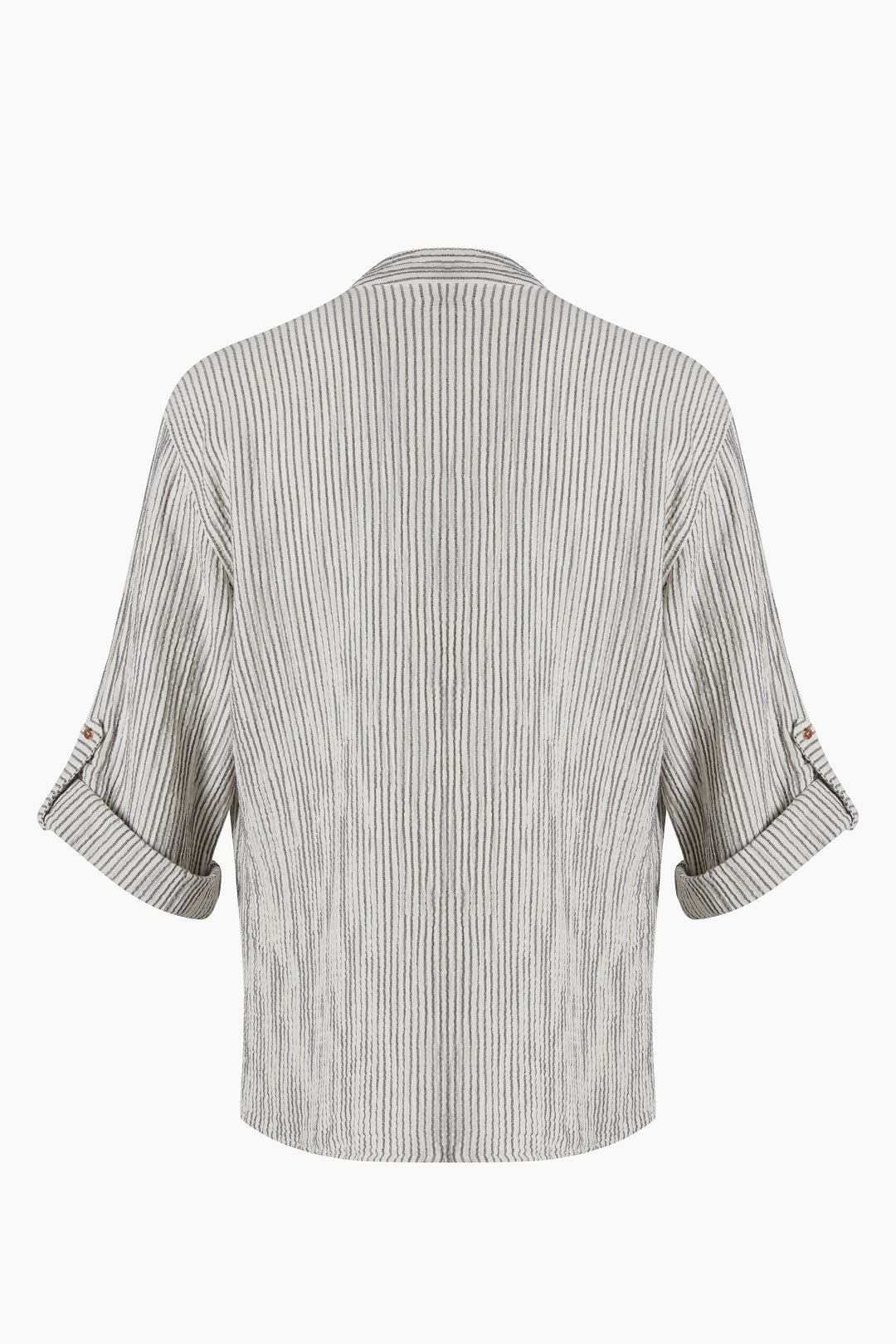 Unisex Crinkle Striped Linen Shirt