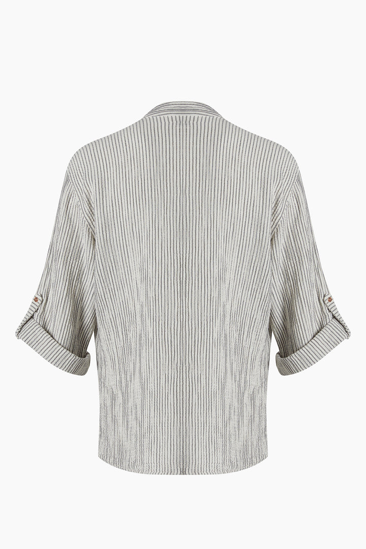 Unisex Crinkle Striped Linen Shirt