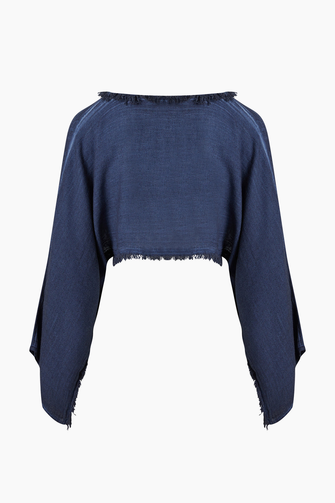 Linen Navy Crop Blouse