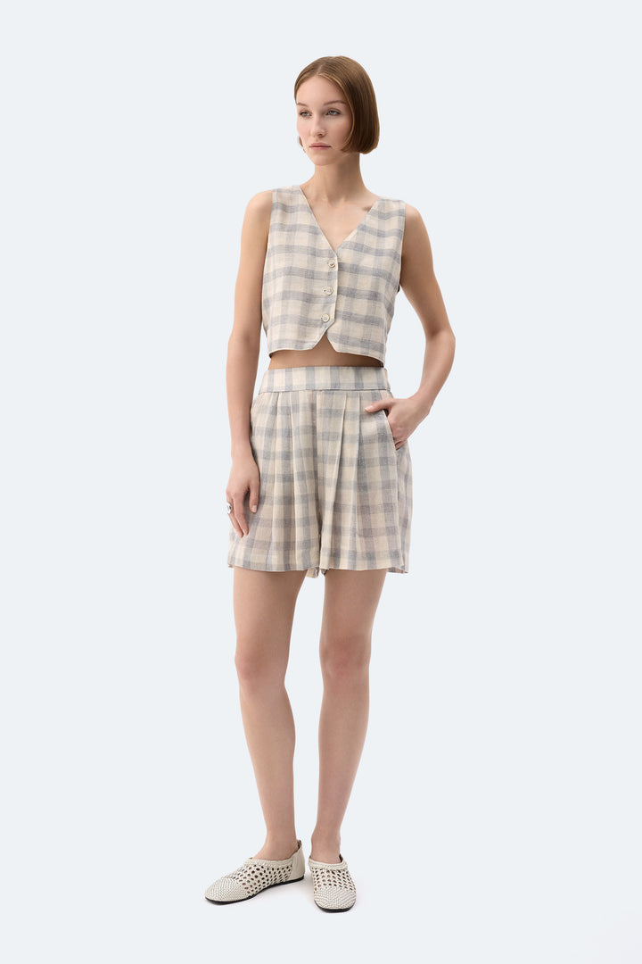 Grey Plaid Shorts