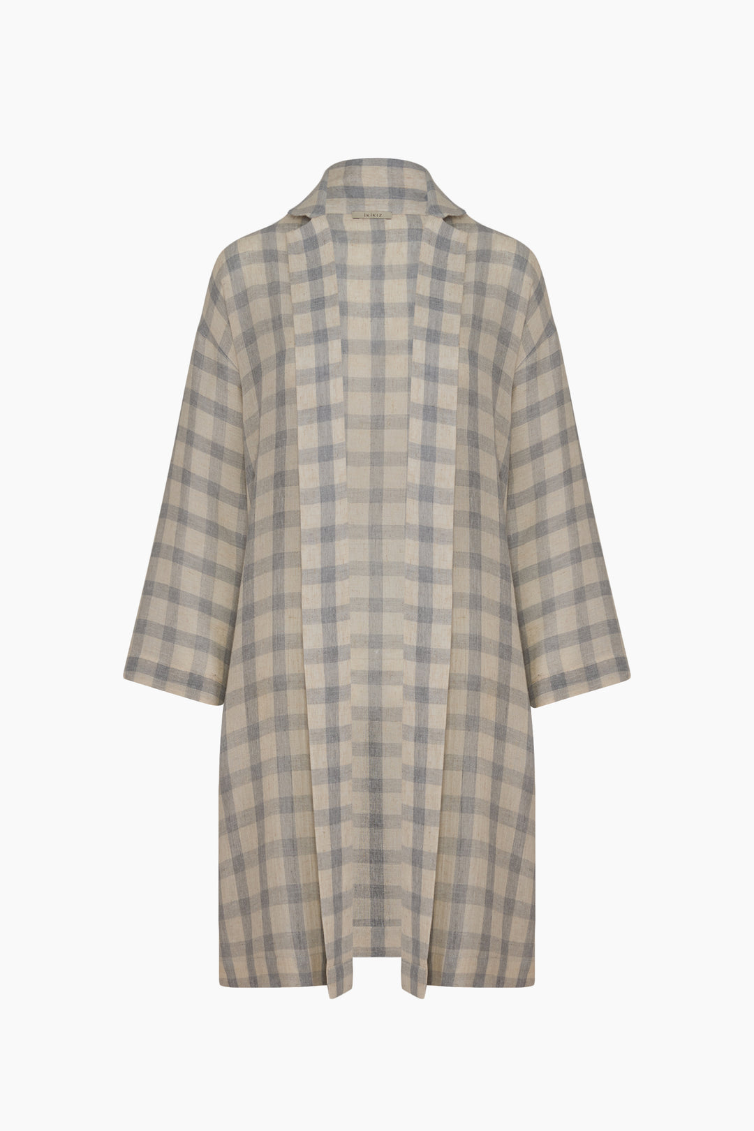 Grey Plaid Kimono-Style Jacket