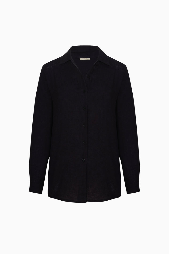 Black Linen Oversized Shirt