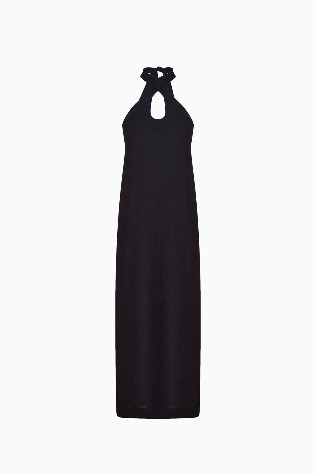Black Linen Halter Neck Dress