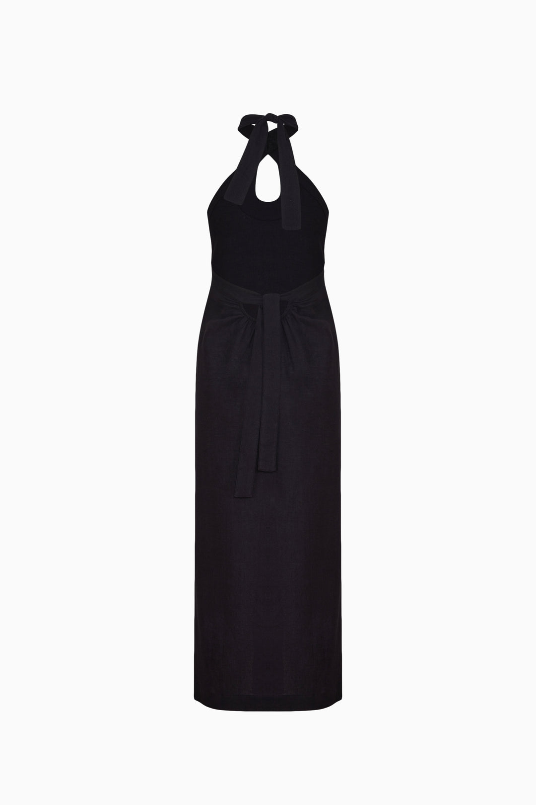 Black Linen Halter Neck Dress