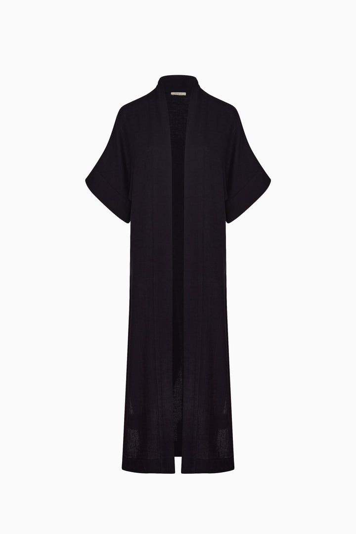 Black Linen Kimono