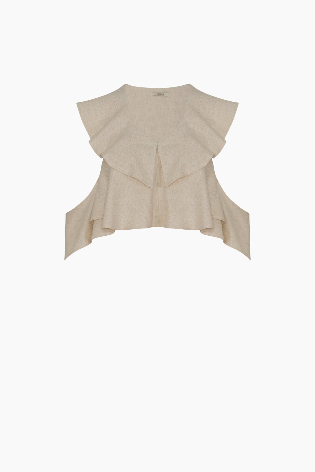Natural Linen Ruffled Blouse