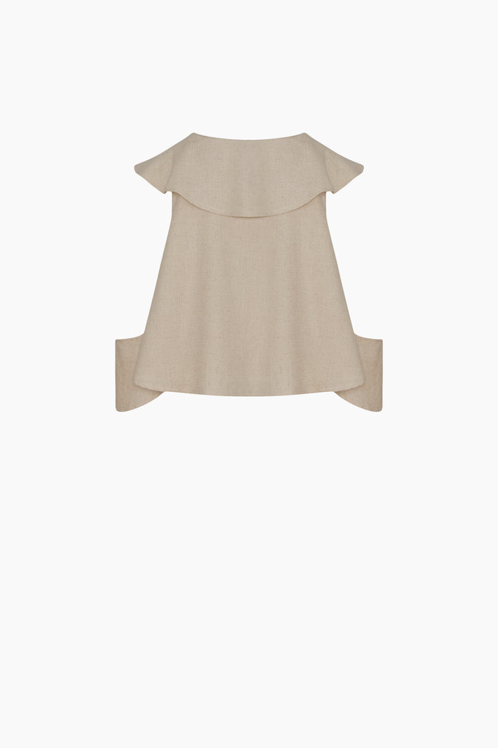 Natural Linen Ruffled Blouse