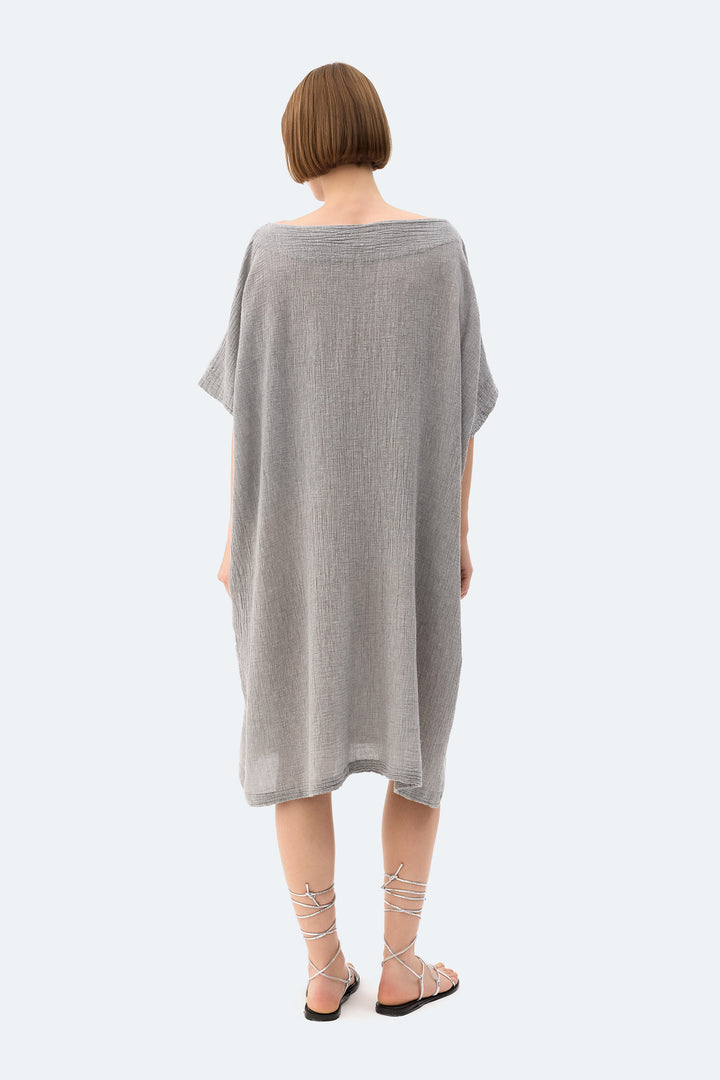 Gray Crinkle Balloon Dress