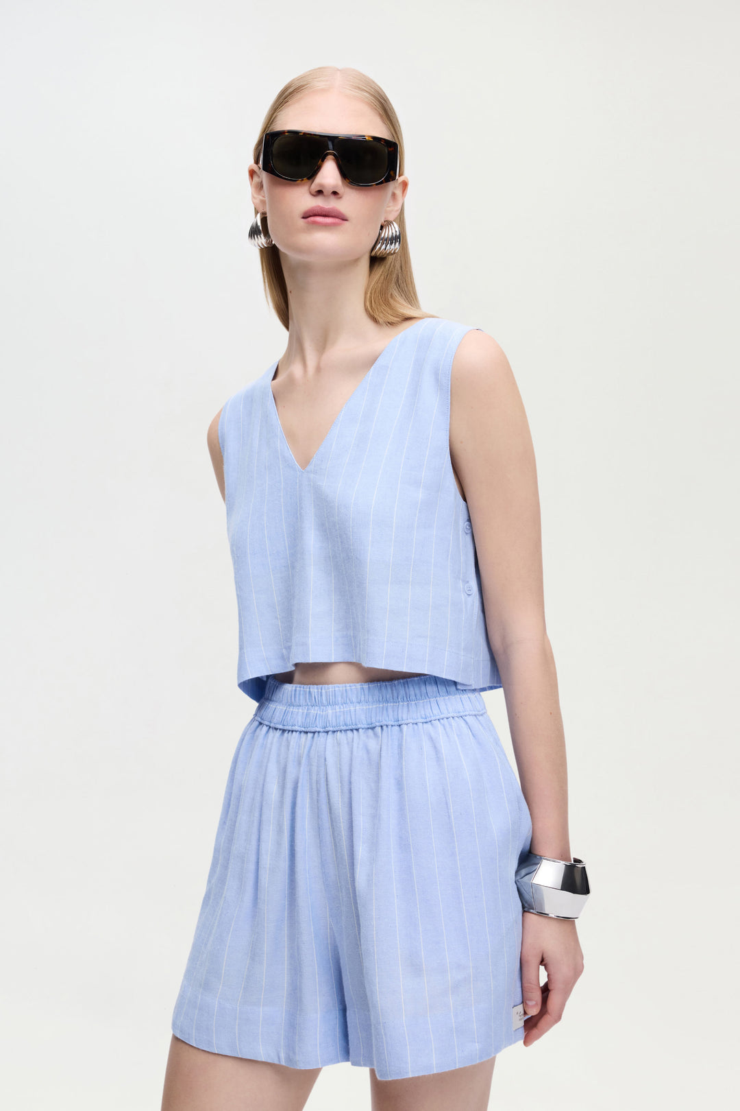 Striped Linen Blend Blouse