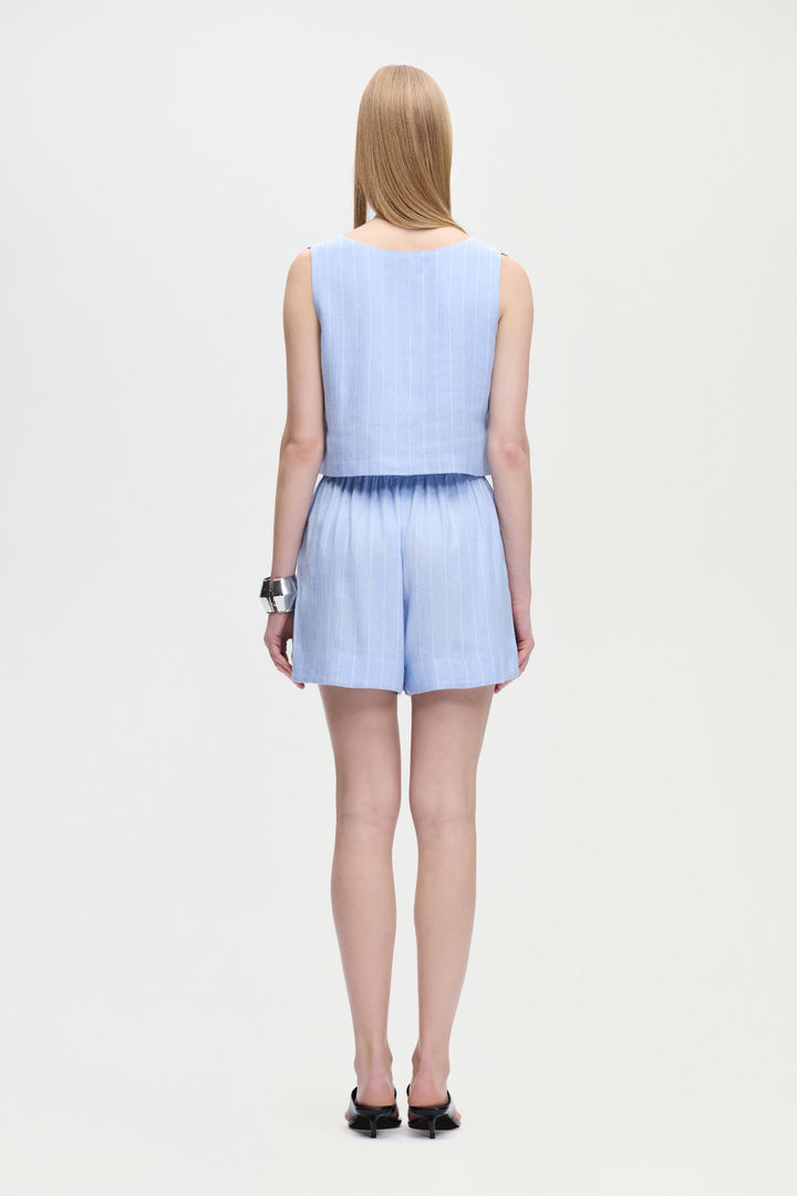 Striped Linen Blend Shorts