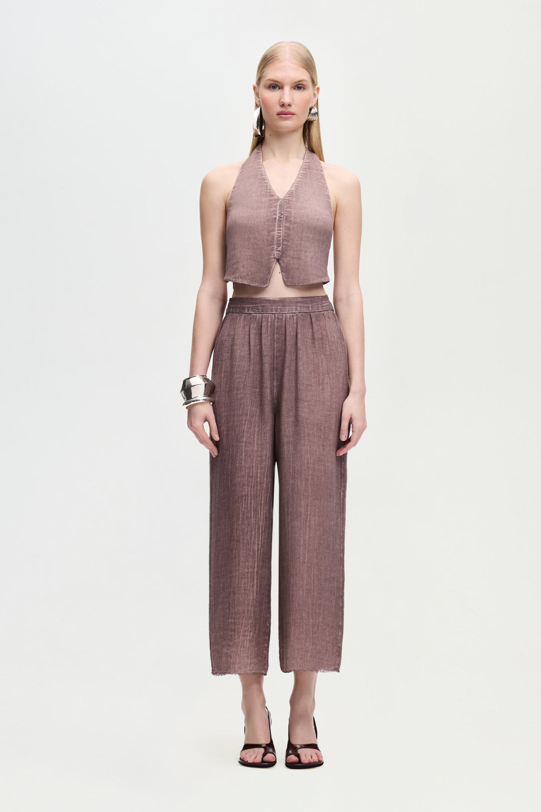 Linen Brown  Waistcoat
