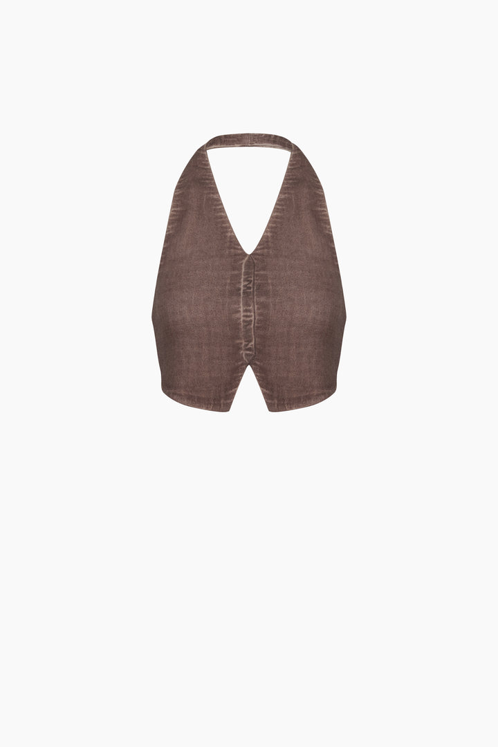 Linen Brown  Waistcoat