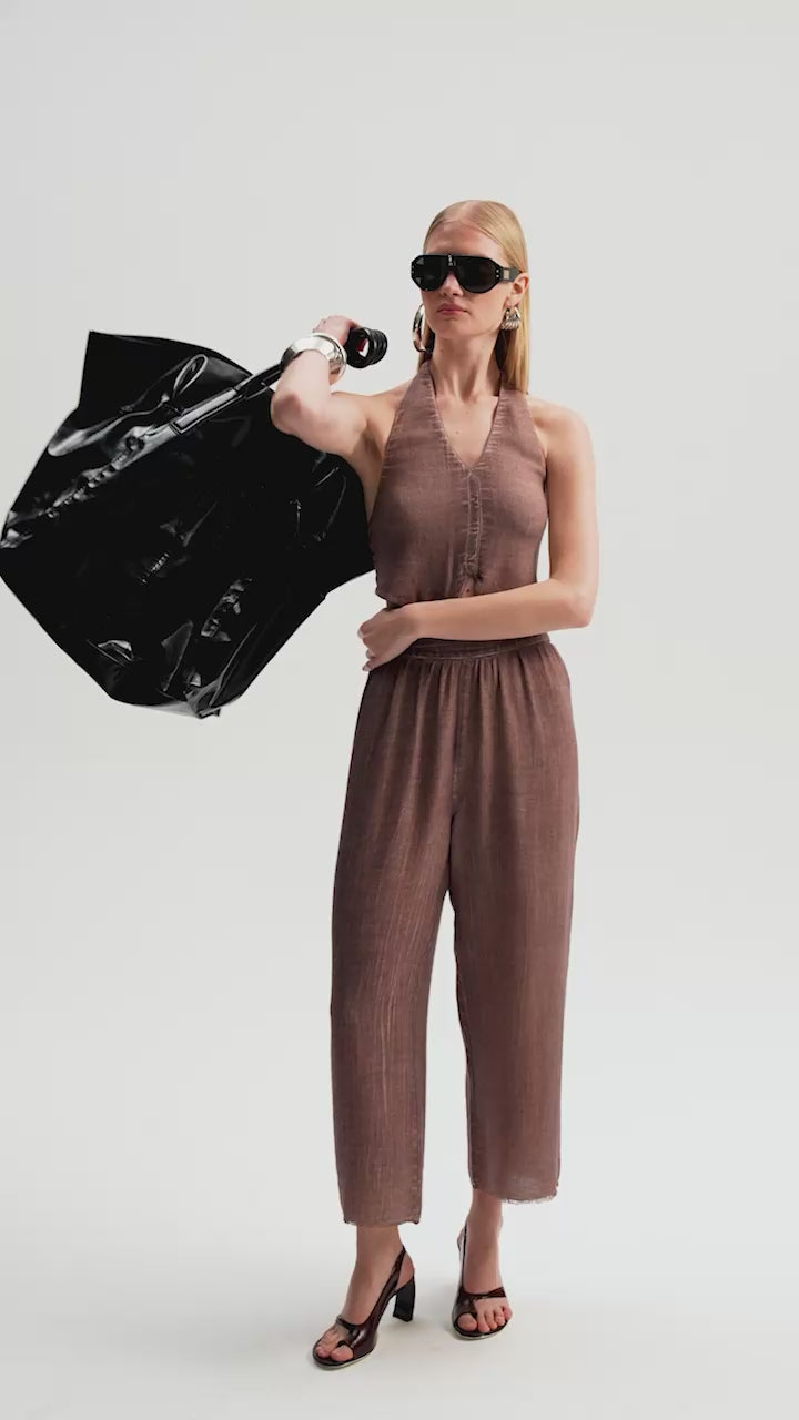 بنطال كتان بني