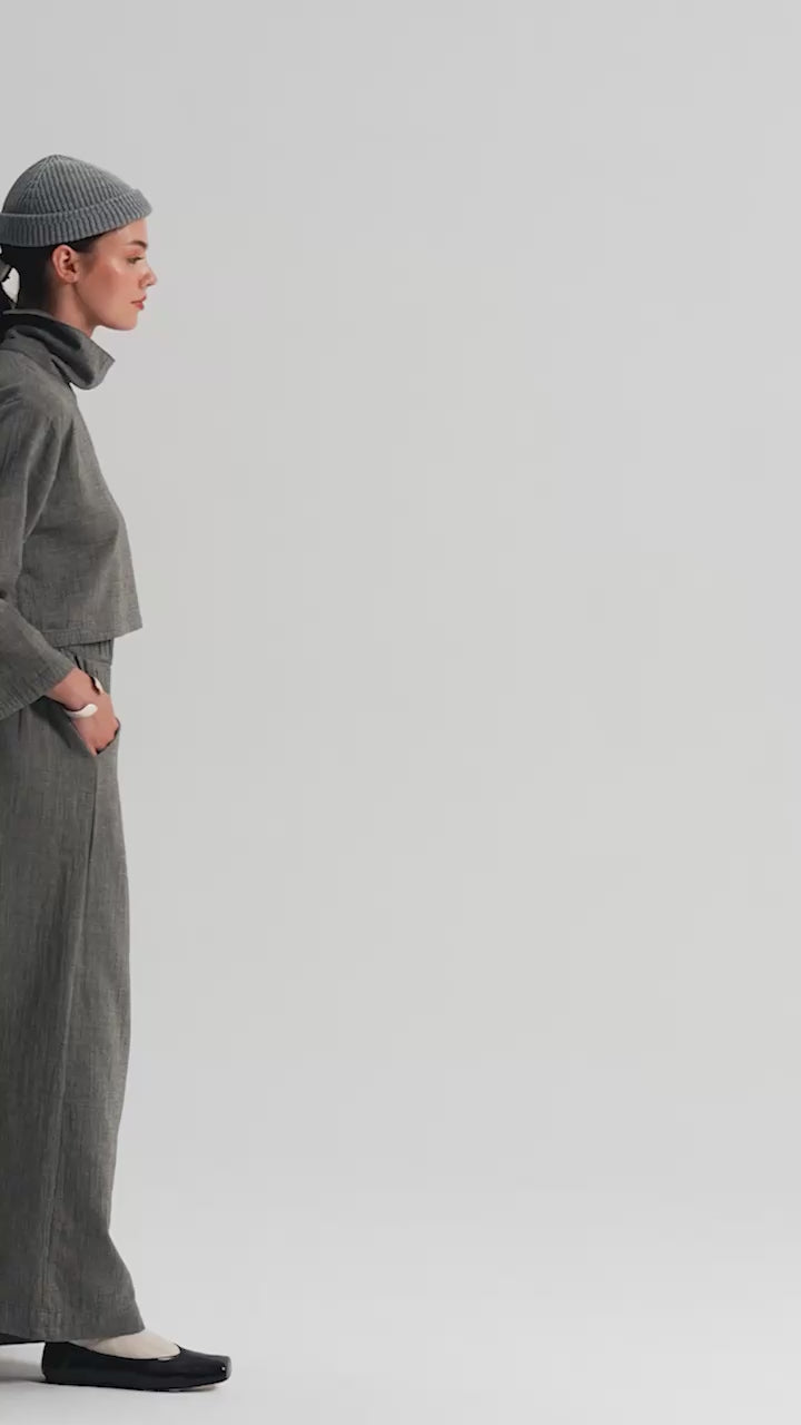 Grey High Neck Blouse