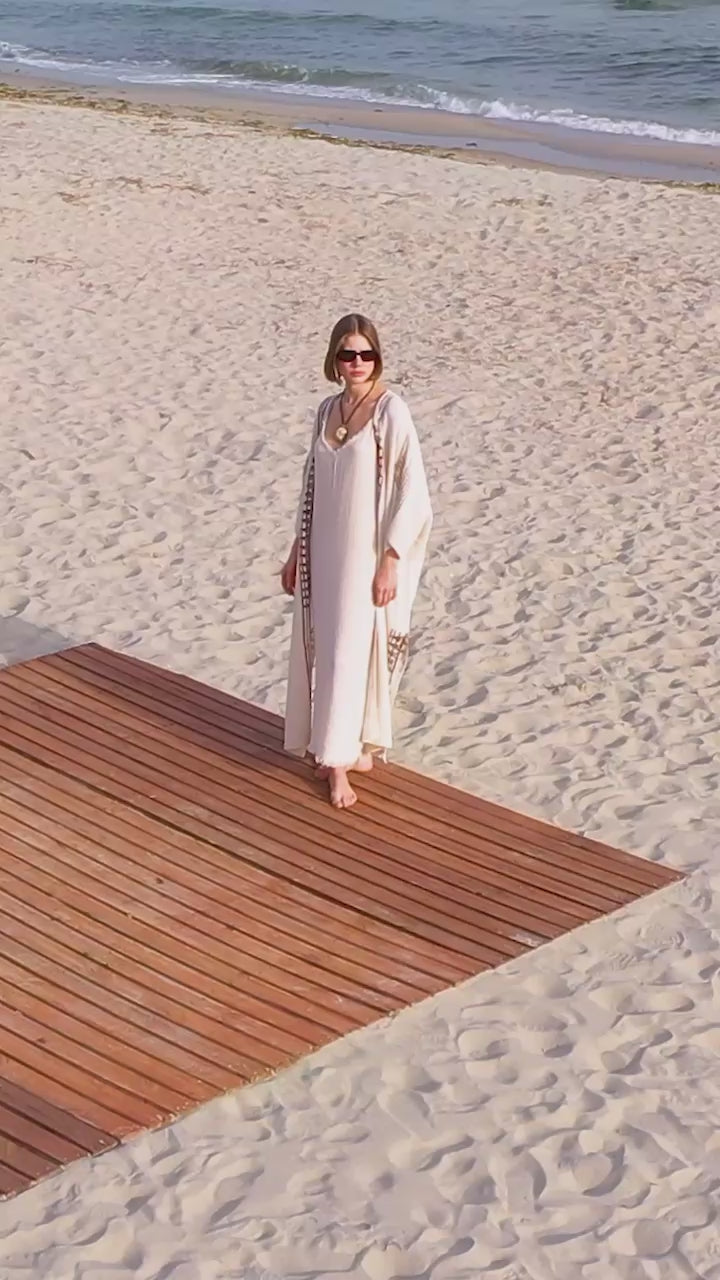 Crinkle Brown Printed Kimono