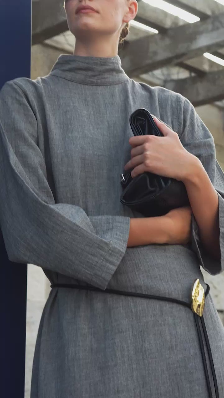 Grey High Neck Dress