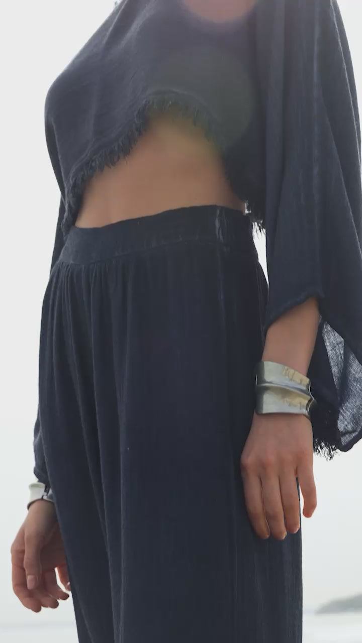 بنطلون كتان كحلي